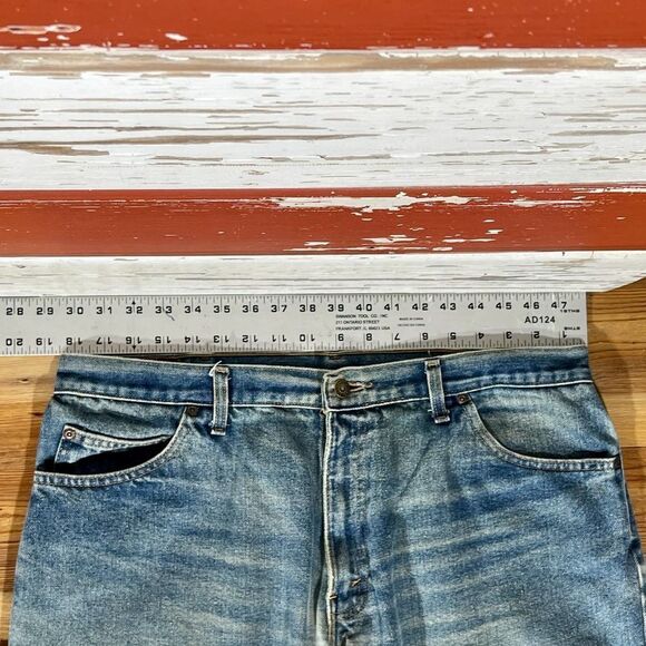 37w 80s Plain Pockets Straight Wide Leg Jeans - Picture 8 of 12